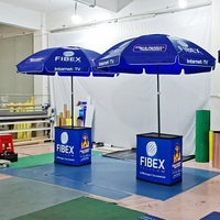 Comptoir Pliant Métallique d'Extérieur Afrique, Table de Promotion Portative avec Parasol pour Kiosque Promotionnel et Stand d'Exposition
