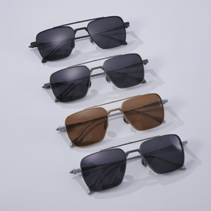 Factory Retro <b>Sunglasses</b> Custom Brand Logo High Quality Double Bridge Pilot Sun Glasses Bulk Price Ready to Ship - Product Image 2
