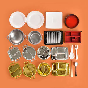 Platos en Miniatura de Resina, Modelo de Vajilla, Palillos y Cucharas para Casa de Muñecas DIY, Juguetes de Cocina Artísticos Pintados a Mano - Product Image 2