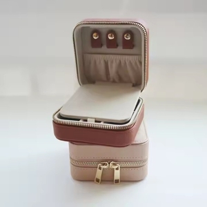 Custom Logo Travel Portable <strong>Square</strong> Shape Storage <strong>Jewelry</strong> Case Zipper <strong>Box</strong> Pu Leather <strong>Jewelry</strong> Storage Packaging <strong>Box</strong> With Mirror - Product Image 6