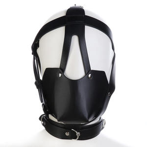 Masque à capuche rembourré en cuir PU Film Cosplay Bandeau pour Halloween Fête Mascarade Bouche Gag BDSM Bondage Tête Harnais Vaginal/<span class=keywords><strong>Anal</strong></span> - Product Image 2