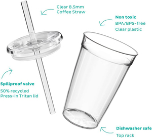 Mug à café en verre minimaliste et écologique de grande capacité avec poignée, paille et couvercle, idéal pour les cadeaux d'affaires - Product Image 2