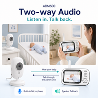Moniteur vidéo pour bébé de 3,5 pouces avec caméra et audio 2,4 GHz FHSS sans Wi-Fi, vision nocturne, communication bidirectionnelle, affichage de la température