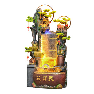 Fuente de agua estilo del sudeste asiático con rocalla, luz y agua que fluye para la sala de estar, entrada, oficina, decoración Feng Shui - Product Image 5