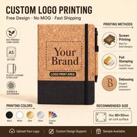 Set de Regalo de Cuaderno Ecológico de Corcho y Lino con Logotipo Personalizado, Diario Sostenible A5 con Bolígrafo