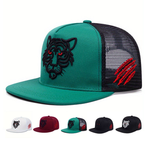 Gorra de béisbol estructurada con logotipo de <span class=keywords><strong>tigre</strong></span> bordado personalizado original, gorra Snapback estilo Hip Hop 3D con tela de malla común - Product Image 2