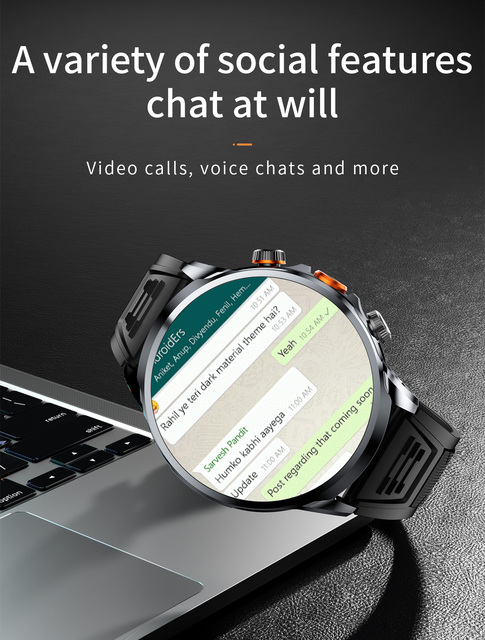 GPS Navigation 4G Android Smart Watch Waterproof Silica Gel Band NFC Touch Screen IPS Display up to 4 Days Battery Life Magnetic