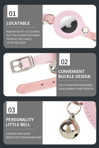 विरोधी खोए हुए लचीले वाटरप्रूफ मखमली पु चमड़े के gps ट्रैकर एयरटैग धारक बिल्ली कॉलर - Product Image 4