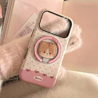 Coque de téléphone magnétique en TPU à pois crème mignonne pour iPhone 16 et 13