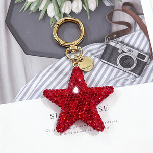 Llavero de estrella con diamantes de imitación, colgante brillante y bonito de aleación en tono dorado para bolso, regalo - Product Image 5