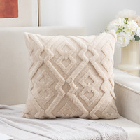 Coussin de soutien lombaire moderne et simple en peluche tissée, avec fermeture éclair, personnalisable, pour bureau et canapé, motif brodé carré sur toile