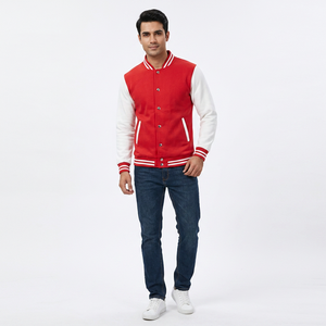 2024 New Arrival <b>Men's</b> 100% Cotton Winter Baseball <b>Jacket</b> High Quality Stand Formal Custom Cool Fleece Breathable Varsity Front - Product Image 1