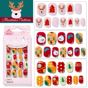 24 unids/caja niños Navidad <span class=keywords><strong>uñas</strong></span> <span class=keywords><strong>postizas</strong></span> lindas puntas <span class=keywords><strong>de</strong></span> <span class=keywords><strong>uñas</strong></span> cubierta completa niños artificiales Arco Iris Navidad prensa en las <span class=keywords><strong>uñas</strong></span> - Product Image 1