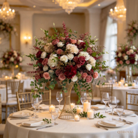 Fleurs artificielles d'automne en gros : centre de table rose dorée et verdure pour mariages et événements