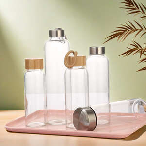 Botella de vidrio de hidrógeno térmico personalizada de 300ml y 500ml, diseño motivacional transparente para niños, tapa de bambú para beber directamente - Product Image 2