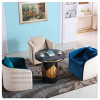 Nouvelle table basse design moderne pour salon, en acier inoxydable et marbre noir
