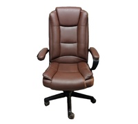 Chaise de direction en cuir PU de luxe, marron, confortable, inclinable, pivotante, pour bureau