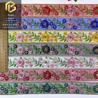 LEIXUSI 4cm Bordure en dentelle brodée ethnique, paillettes multicolores pour robe de mariée, costume Dai, accessoires DIY