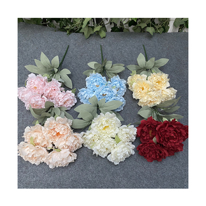 Vente en Gros Directe d'Usine Bouquet de Mariage Automnal Pivoine Artificielle à 5 Têtes N°5 Rose - Product Image 1