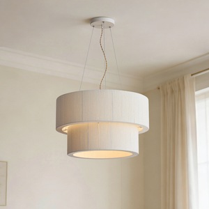 Lustre rond en tissu tissé de style nordique, E27, à six têtes, pour salon, chambre à coucher, éclairage domestique - Product Image 5