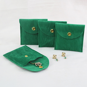 Pochette à bijoux en velours 8*8cm, petit emballage de luxe pour bijoux, sacs cadeaux pour bijoux, bouton pression pour emballage de bracelets et colliers, écologique - Product Image 2