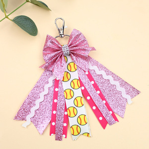 Porte-clés nœud sportif scintillant avec centre en strass, breloque de sac nœud de cheerleading pour les fans de football, basketball, soccer, <span class=keywords><strong>volley</strong></span>-ball - Product Image 3