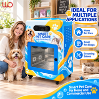 Machine de lavage pour animaux de compagnie intelligente à service libre, alimentée par charge, avec atomisation à 360°, pour chiens et chats, sécheuse et stérilisateur, conception silencieuse, 1,5 m