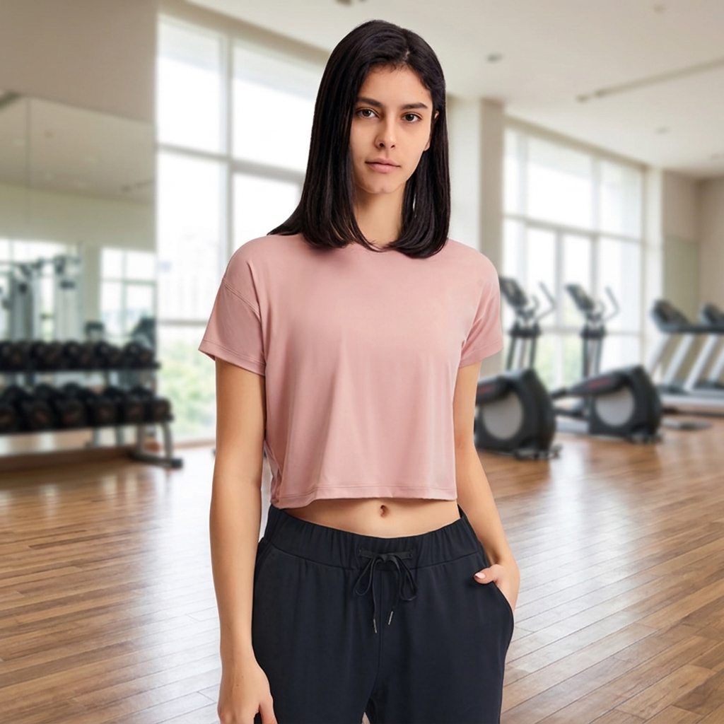 Women's Sportswear Woman Gym Sportwear Quick Dry Yoga Top Crop Top Loose Yoga Crop Top Workout Loose T-shirts Solid Fitness Wear