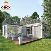 Cbox Casa Contenedor Modular de Dos Pisos con Muro Cortina de Cristal para Jardín, Ocio y Entretenimiento, de Empalme Multimódulo