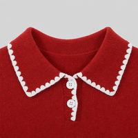 Robe en tricot pour enfants avec logo personnalisé, tricotée, à manches longues, col polo, couleur unie, décontractée, hiver, mélange acrylique, usine OEM & ODM