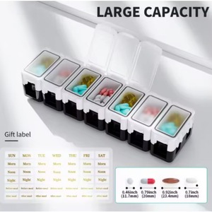 Hot Sell Metal 7 Days Pill Organizer Aluminum 7 Compartments Weekly Pill Box Portable <b>Tablet</b> case Pill <b>Container</b> - Product Image 3