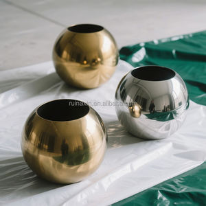 Ronde Roestvrijstalen Bloemenvaas Decoratieve Rustieke Bloemenvaas Voor Woonkamer - Product Image 5