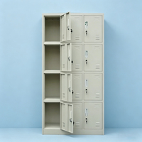 Armoire de rangement moderne en acier à 12 portes pour la maison, la chambre, l'hôtel, le mobilier de garde-robe, l'école, le mobilier élégant en acier pour salle de sport scolaire