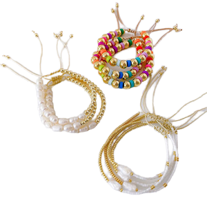 Wholesale Christian Vintage Freshwater <b>Pearl</b> Colorful Heishi 18k Gold Plated Beads Charm <b>Bracelets</b> High Quality Handmade - Product Image 1