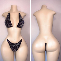 Service OEM Matière Nylon Haut de Bikini à Diamants pour Femmes, Tenue de Danse Exotique Sexy avec Strass AB Blanc pour Performeurs