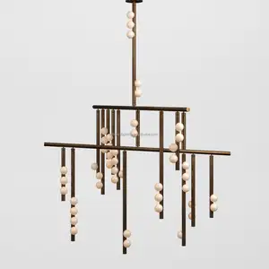 Postmodern Industrial Metal Brass 72 Bulb Descending Linear System Chandelier f Suitable for Home and Hotel Decoration Lighting