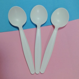 Fourchette-cuillère <span class=keywords><strong>jetable</strong></span> 2-en-1 de luxe de 8 pouces en amidon de maïs biodégradable et compostable pour le déjeuner scolaire - Product Image 3