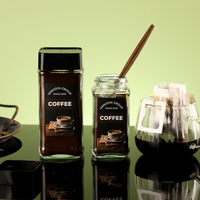 Bocal carré en verre transparent de 200 ml et 400 ml pour grains de café, pot de conservation hermétique pour épices, thé, noix, conteneur de cuisine