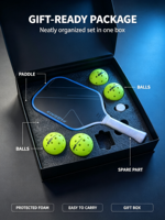 Raquettes de pickleball en gros - Surface en fibre de carbone brute - Forme 16 mm d'épaisseur - Technologie Flex pour le pickleball