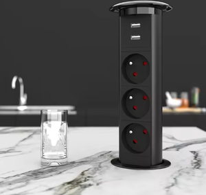 Enchufe Eléctrico Motorizado Retráctil Estándar Francés <span class=keywords><strong>de</strong></span> 65 mm, Enchufe <span class=keywords><strong>de</strong></span> Escritorio Empotrado Oculto con USB para el Hogar, Cocina y Oficina - Product Image 4