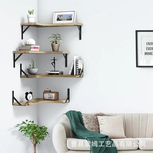 Wooden <b>Wall</b> <b>Mounted</b> Storage Rack Rectangle No Drilling Required Easy Cleaning For Living Room Entryway Corner <b>Shelf</b> - Product Image 2
