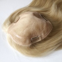 TP04 Farbe 613 # platin blonde Mono basis Jungfrau Remy Menschenhaar Lady Topper 5,5x6 Mono filament Toupet Haarteil für Frauen