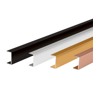 Bandes de finition métalliques, profilés en aluminium – Moulures décoratives pour plafond et mur, rainures en alliage d'aluminium en forme de U, style moderne - Product Image 1