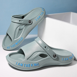 Men's Platform <b>Clogs</b>, "I AM THE KING" Print, EVA Thick Sole Slingback Sandals, Summer Beach Casual Footwear - Product Image 5