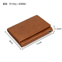 Dompet Koin Pria Kulit Asli Retro Crazy Horse dengan Pelindung, Multi-slot, Slot Kunci, Rantai Besi, Rantai Dompet Logam