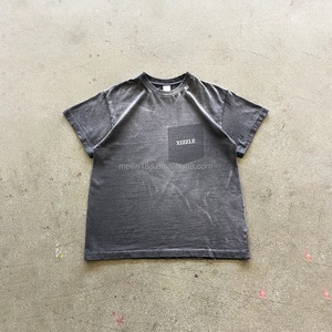 T-shirt personnalisé effet vieilli 100 % coton col rond délavé soleil pour homme, léger, confortable, coupe ample et carrée - Product Image 3