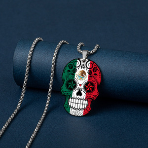 Collar <span class=keywords><strong>de</strong></span> Acero Inoxidable Colorido Nuevo <span class=keywords><strong>de</strong></span> 2024, Collar con Colgante <span class=keywords><strong>de</strong></span> Calavera del <span class=keywords><strong>Día</strong></span> <span class=keywords><strong>de</strong></span> los Muertos, Joyería Punk, Collar para Hombre - Product Image 2