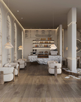 Ensemble de mobilier haut de gamme sur mesure pour confiserie, vitrine en verre, mobilier en bois pour café, design d'intérieur complet pour café.