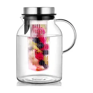 Water Pot with Tea Fruit Infuser Houseware Pitcher 3liter Custom Logo Tritan Plastic Bag Set Customized Packing Color Handle Eco
