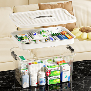 Medicine Box <b>Plastic</b> <b>Storage</b> <b>Container</b> Multi Layer Portable Home Outdoor Use <b>Large</b> Capacity Pill Organizer With Lid - Product Image 2